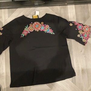 Vintage floral 3/4 sleeve shirt large